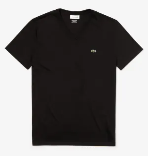 Lacoste Men's V-Neck Pima Cotton Jersey T-Shirt Black TH6710-51-031