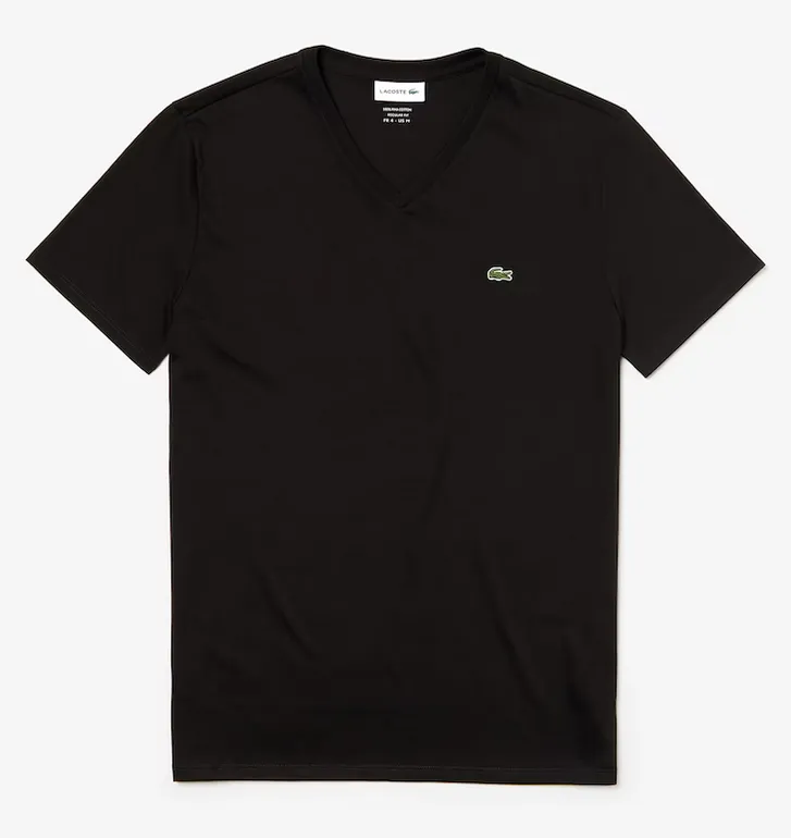 Lacoste Men's V-Neck Pima Cotton Jersey T-Shirt Black TH6710-51-031