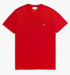 Lacoste Men's V-Neck Pima Cotton Jersey T-Shirt Red TH6710-51-240