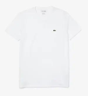 Lacoste Men's V-Neck Pima Cotton Jersey T-Shirt White TH6710-51-001