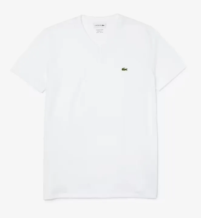 Lacoste Men's V-Neck Pima Cotton Jersey T-Shirt White TH6710-51-001