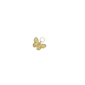 Ladies 14k Yellow Gold Butterfly Charm with Green Tsavorite