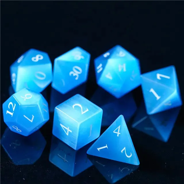 Level Up Premium Dice | Cat Eye Gemstone | Blue