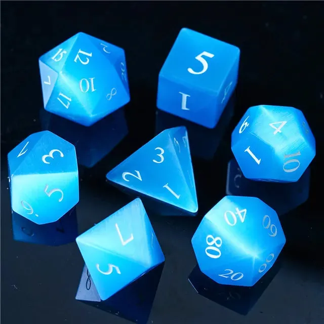 Level Up Premium Dice | Cat Eye Gemstone | Blue
