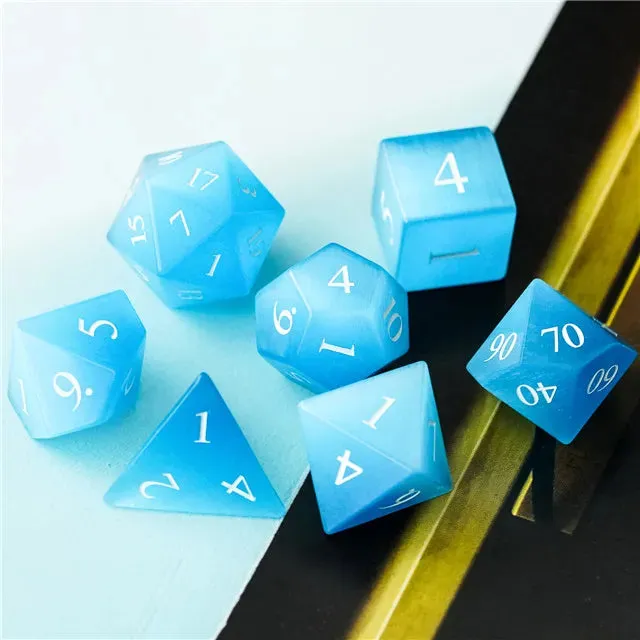 Level Up Premium Dice | Cat Eye Gemstone | Blue