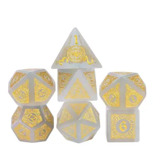 Level Up Premium Dice | Cat Eye Gemstone | Gold Patterned