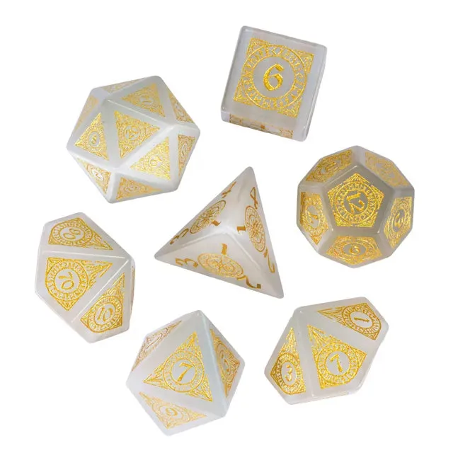 Level Up Premium Dice | Cat Eye Gemstone | Gold Patterned