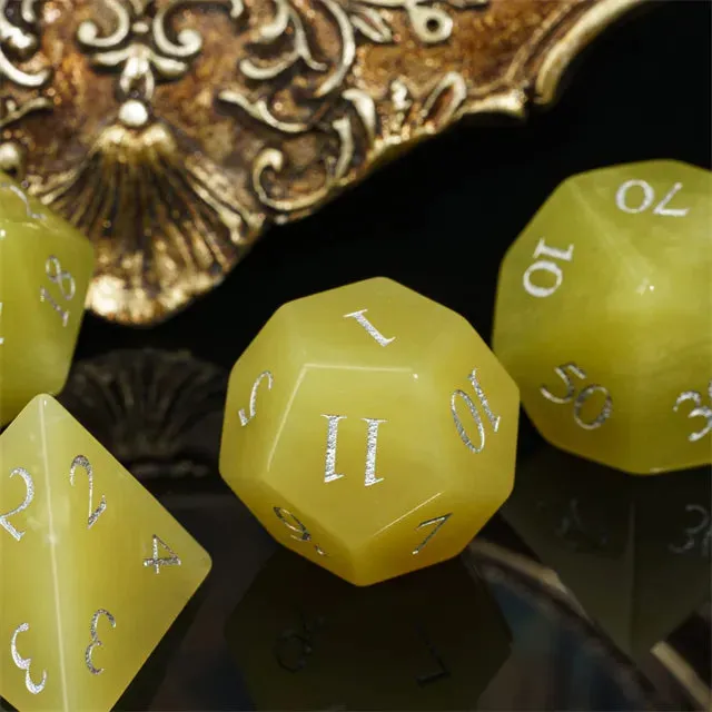 Level Up Premium Dice | Lemon Jade Gemstone