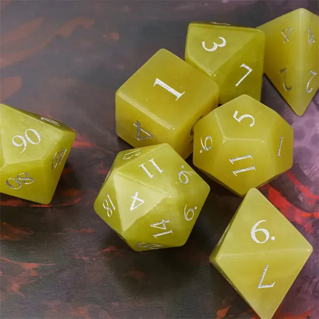 Level Up Premium Dice | Lemon Jade Gemstone