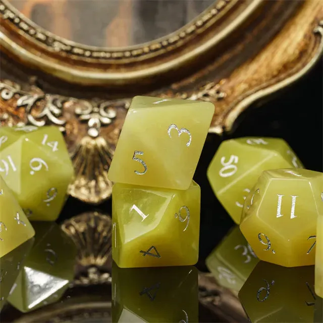 Level Up Premium Dice | Lemon Jade Gemstone