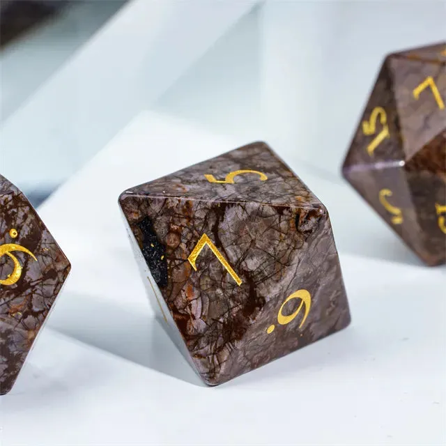 Level Up Premium Dice | Natural Red Snowflake Stone