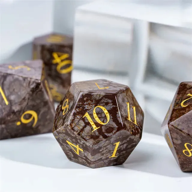 Level Up Premium Dice | Natural Red Snowflake Stone