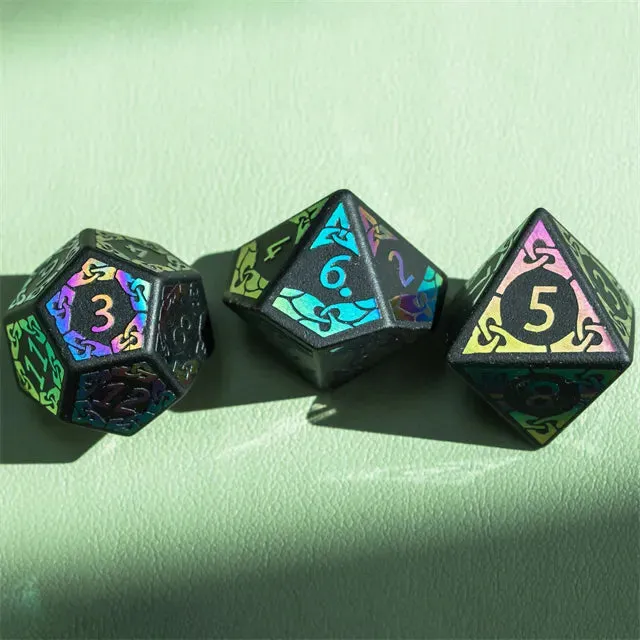 Level Up Premium Dice | Obsidian Gemstone |  Rainbow Pattern