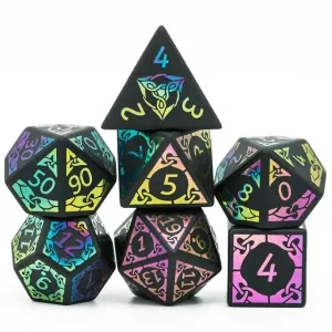 Level Up Premium Dice | Obsidian Gemstone |  Rainbow Pattern