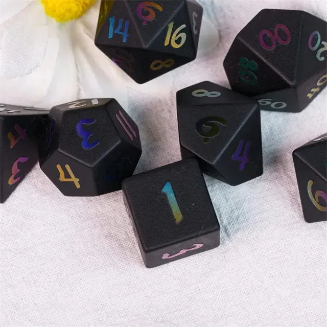 Level Up Premium Dice | Obsidian Gemstone |  Rainbow
