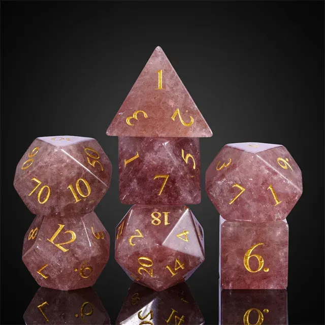 Level Up Premium Dice | Strawberry Crystal Stone | Pink