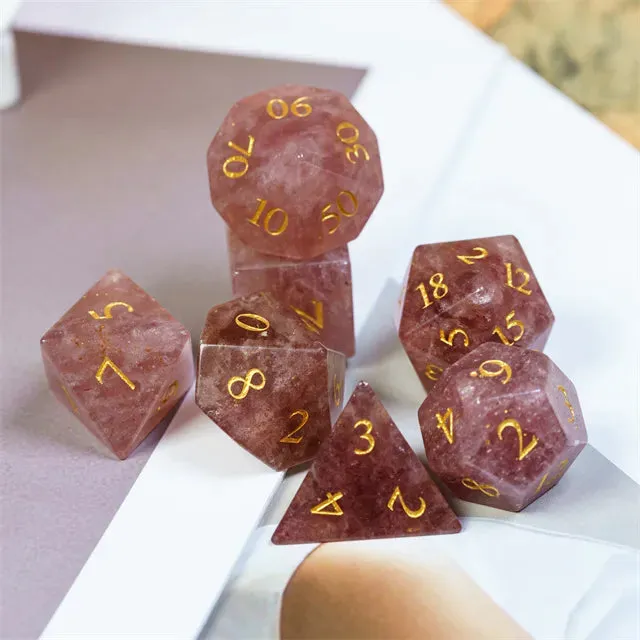 Level Up Premium Dice | Strawberry Crystal Stone | Pink