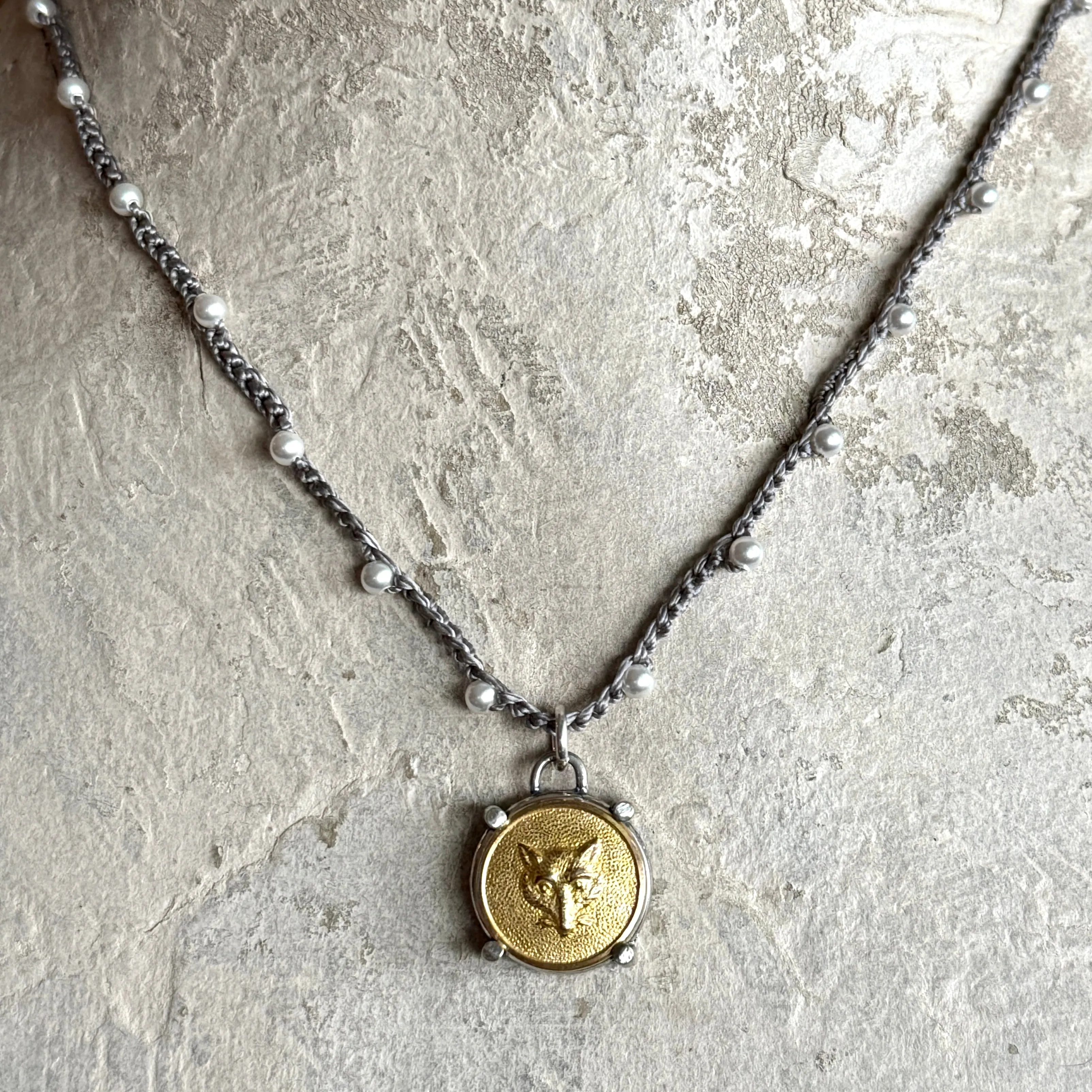 Little Lovely Vintage Fox Mask Necklace