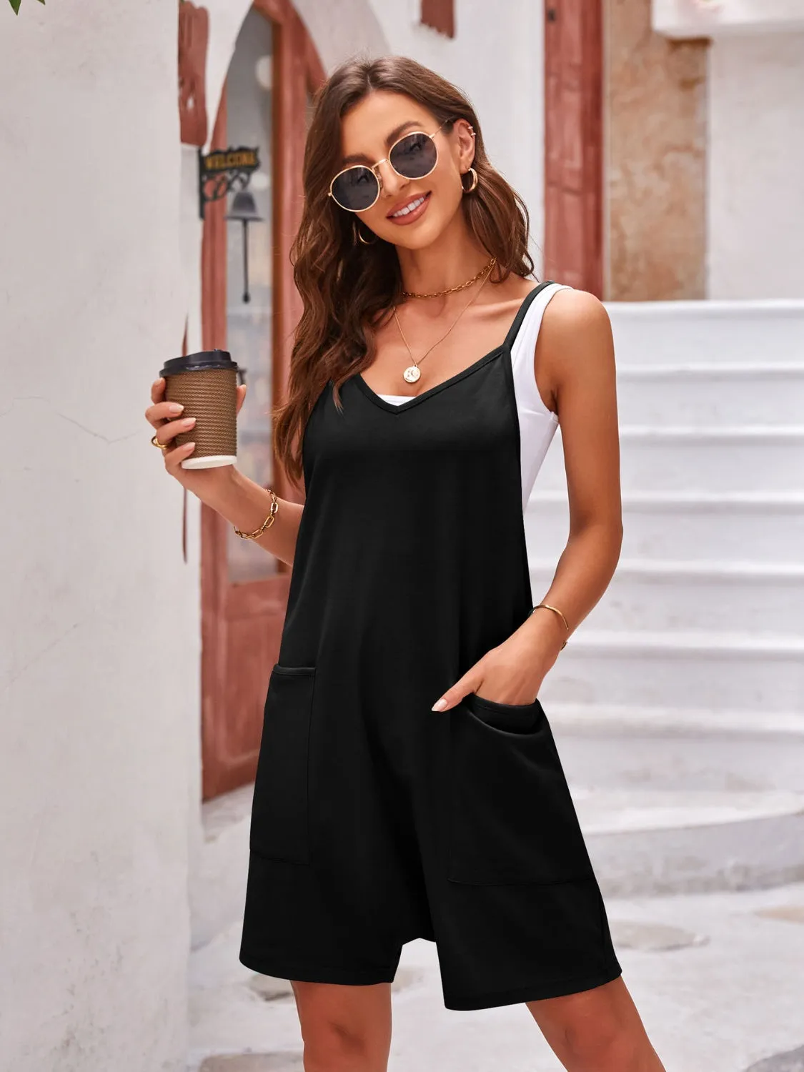 Lovelet Spaghetti Strap Romper with Pockets (10 Colors)