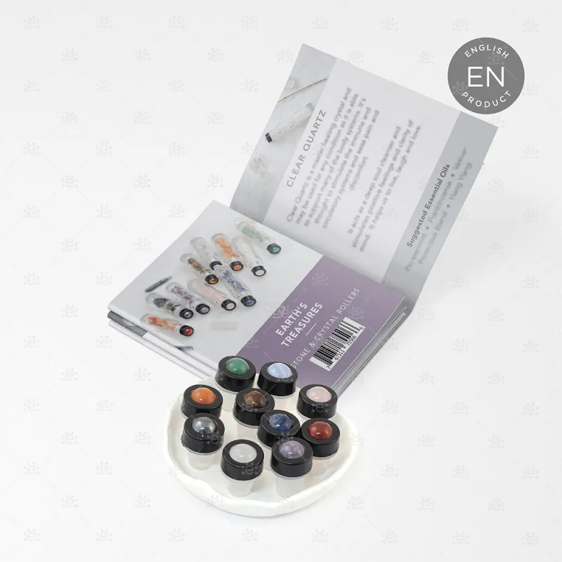 Luxury Gemstone & Crystal Rollerballs (10 Roller Pack) with Instructional Multi-Folded Brochure