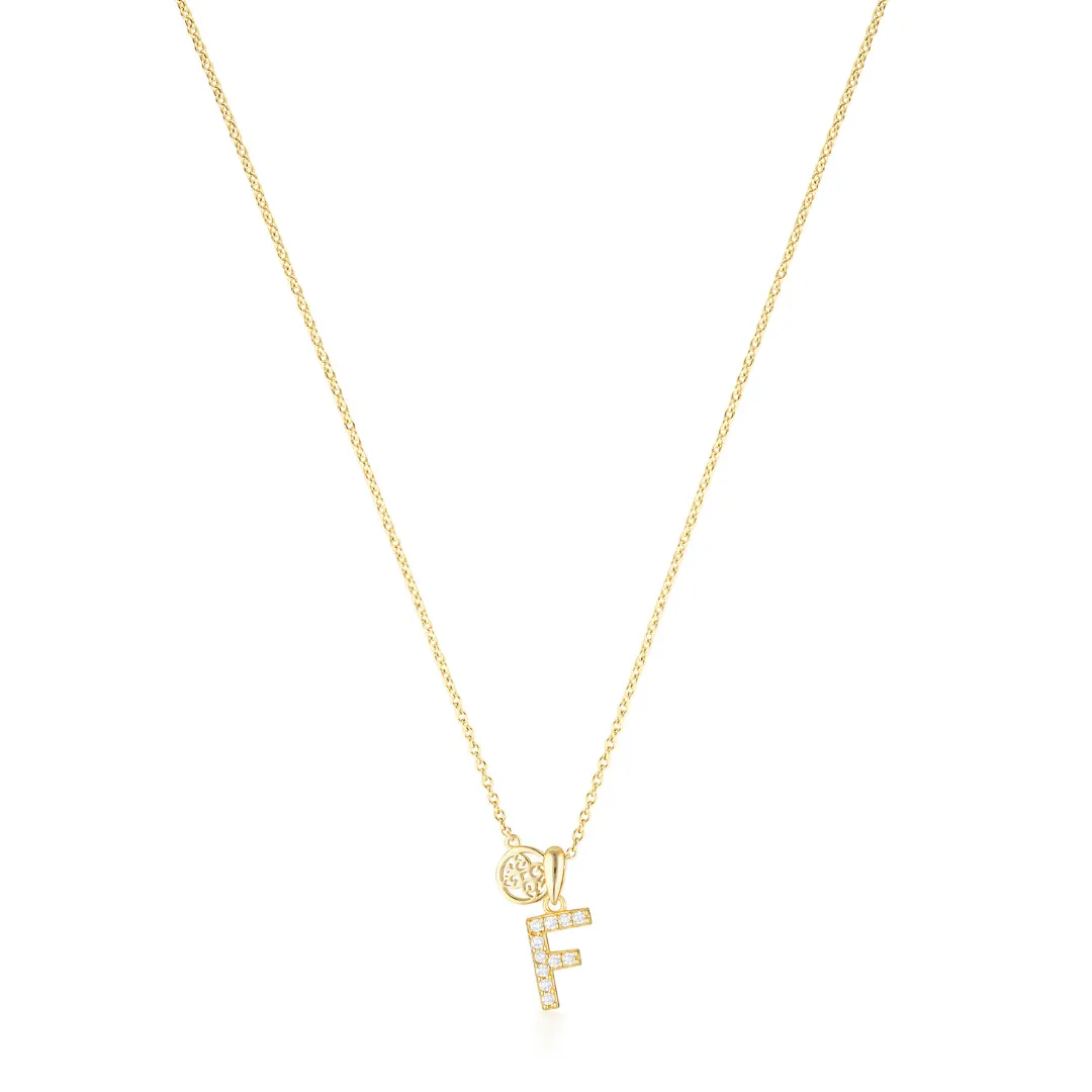 LUXURY LETTERS F INITIAL PENDANT GOLD