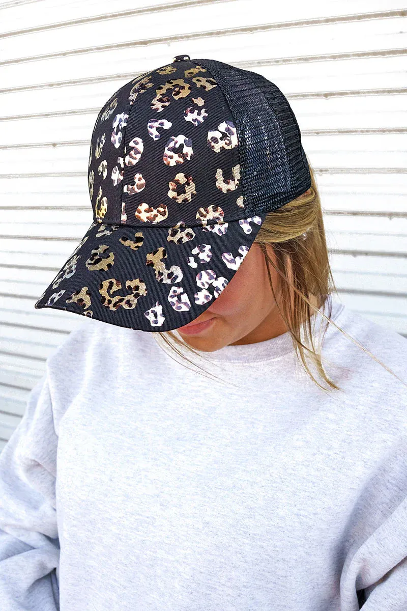LYLAH LEOPARD MESH PONYTAIL CAP