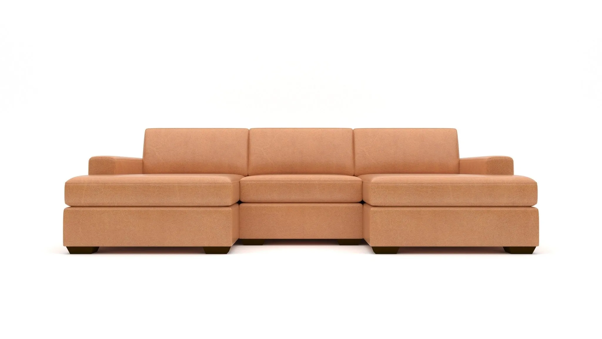 Mas Mesa 122" Deep Leather Double Chaise With Armless Chair