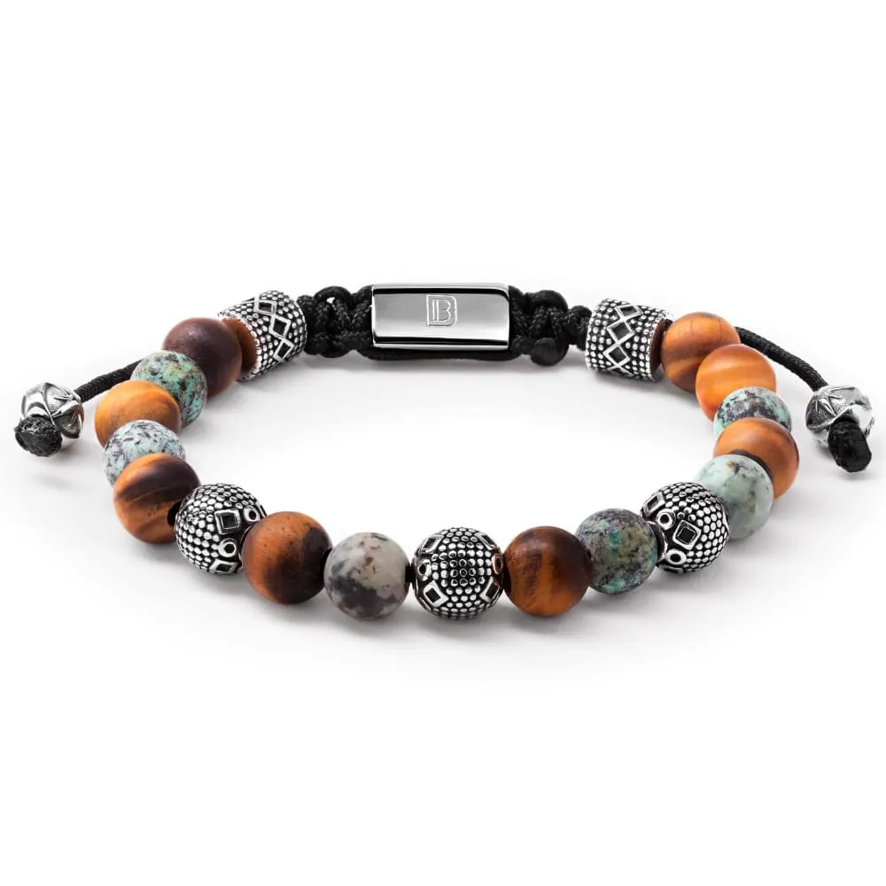 Matte Tiger Eye, Turquoise, and Silver Tropez