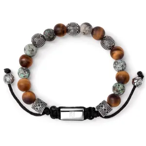 Matte Tiger Eye, Turquoise, and Silver Tropez