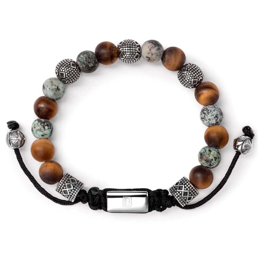 Matte Tiger Eye, Turquoise, and Silver Tropez
