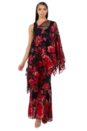 Mesh Fantasy Scarf Pant Suit