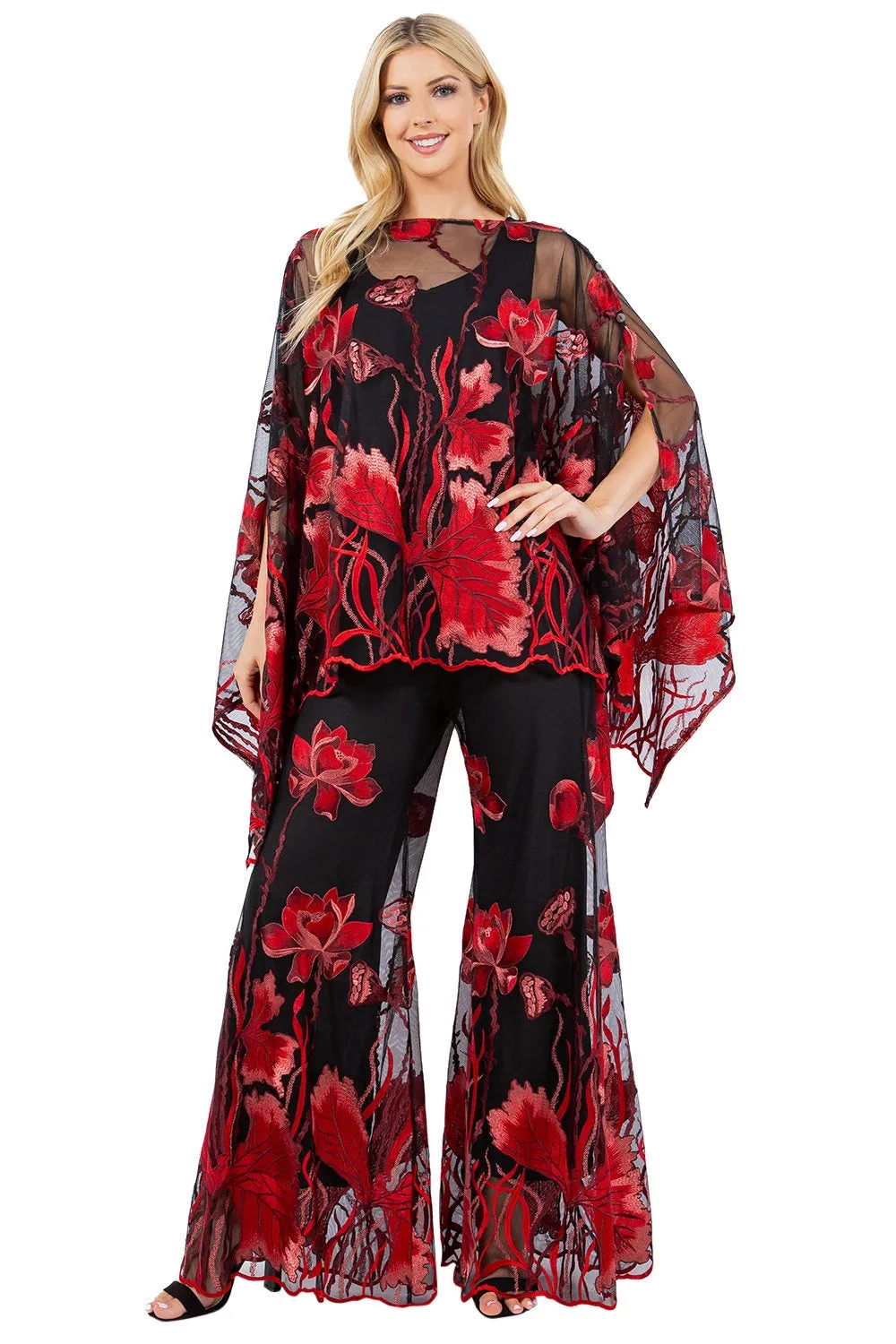 Mesh Fantasy Scarf Pant Suit