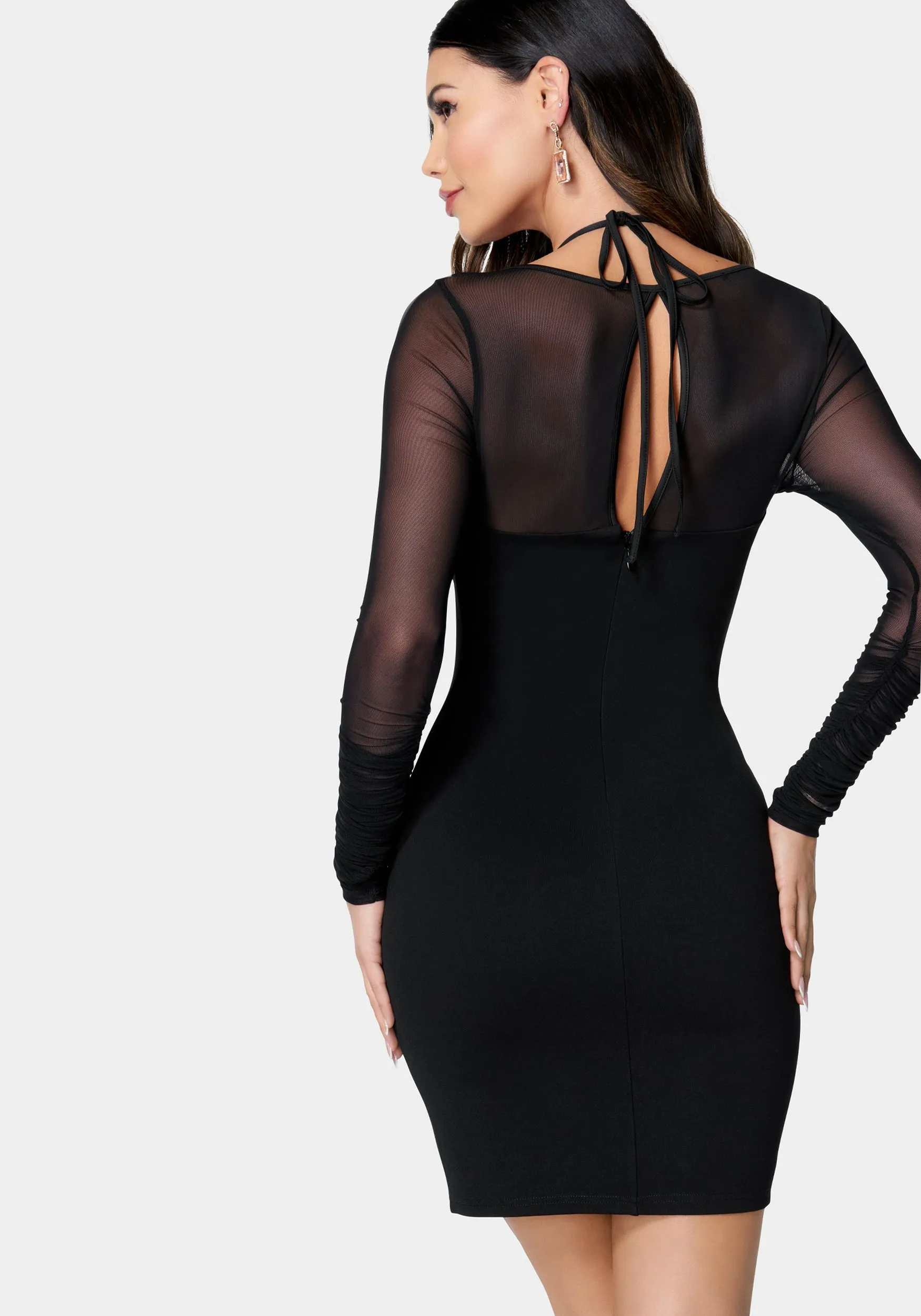 Mesh Sleeve Bustier Mini Dress