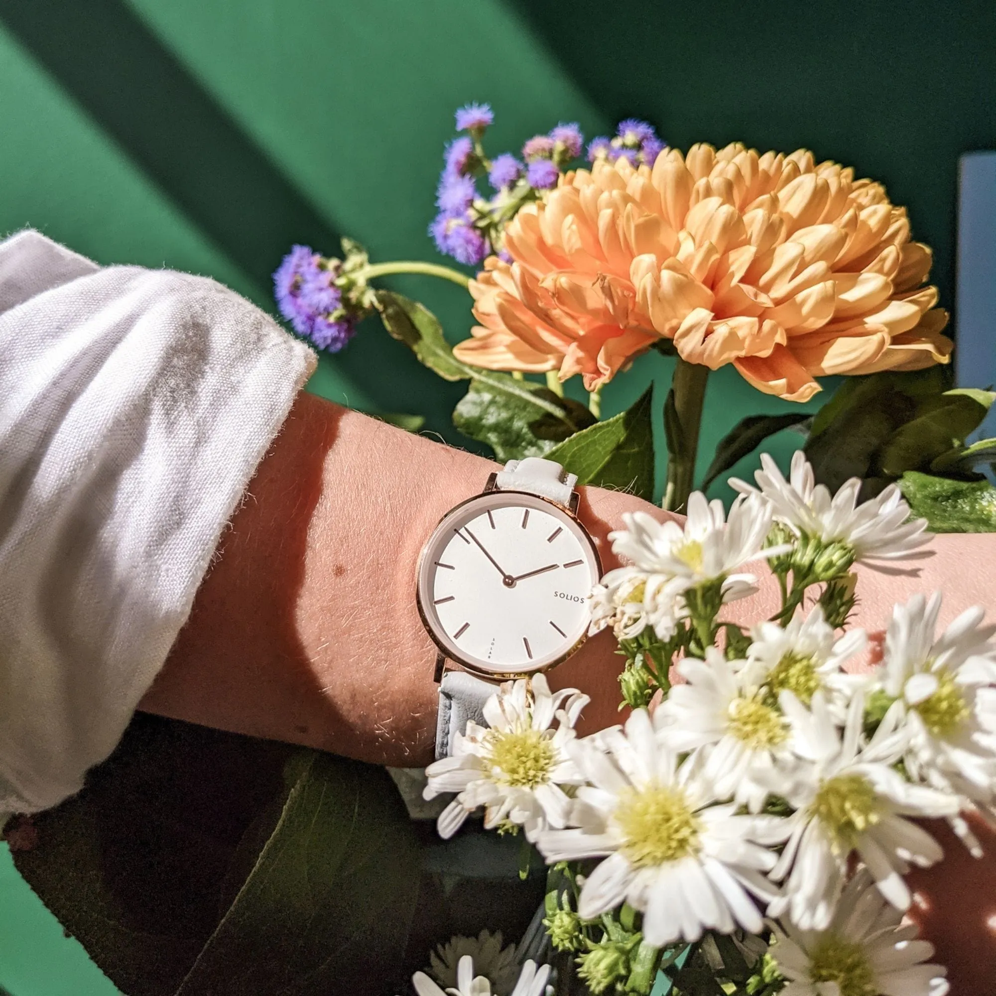 Mini Solar Watch with White & Silver Dial  | Silver Mesh Strap