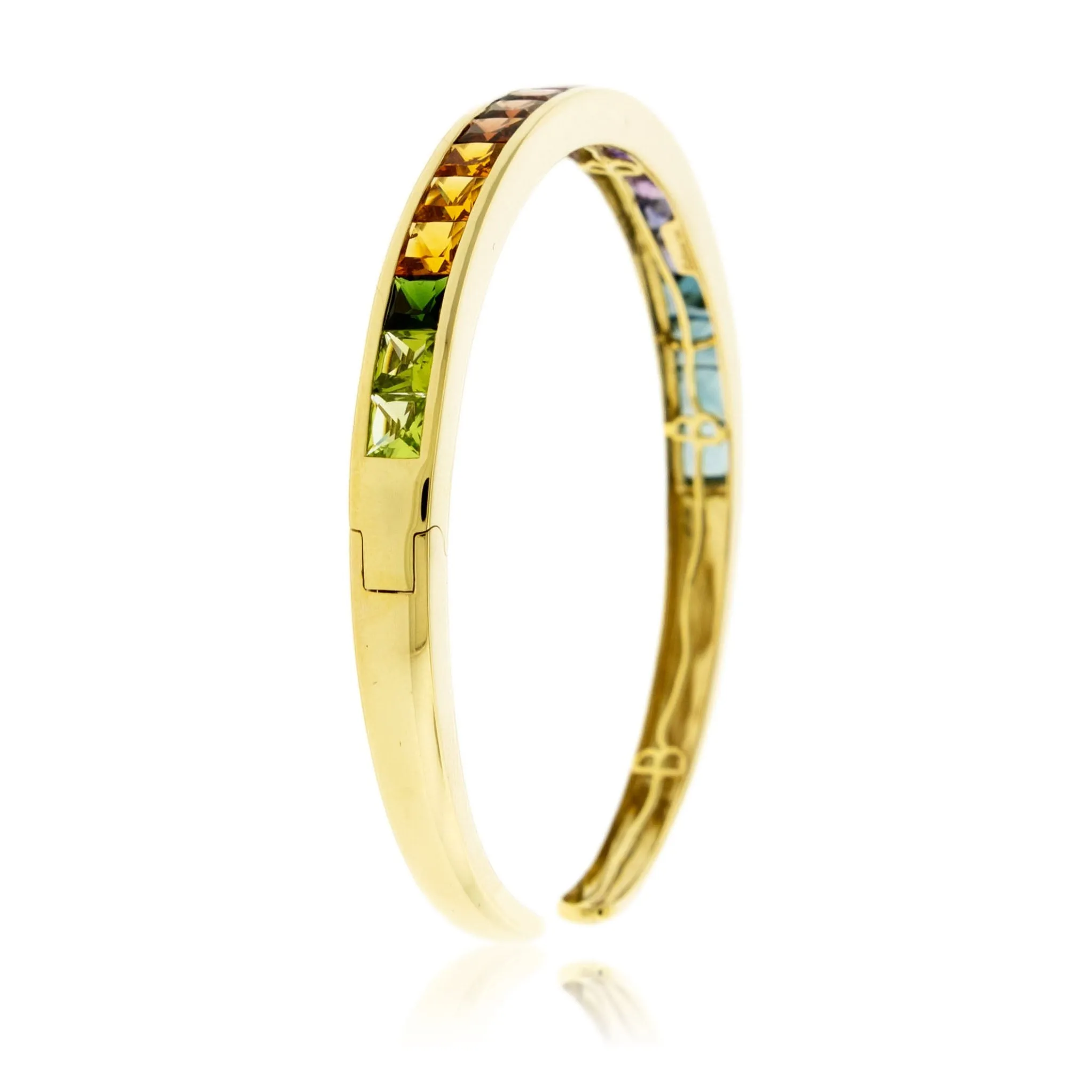 Mixed Gemstone & Diamond Flexing Bangle Bracelet