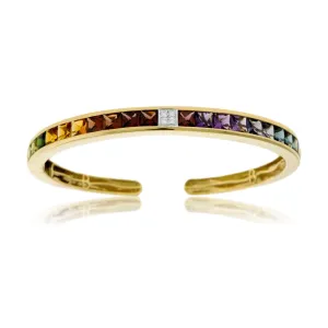Mixed Gemstone & Diamond Flexing Bangle Bracelet