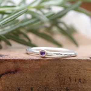 mixed metal gold and sterling silver Amethyst stacking ring