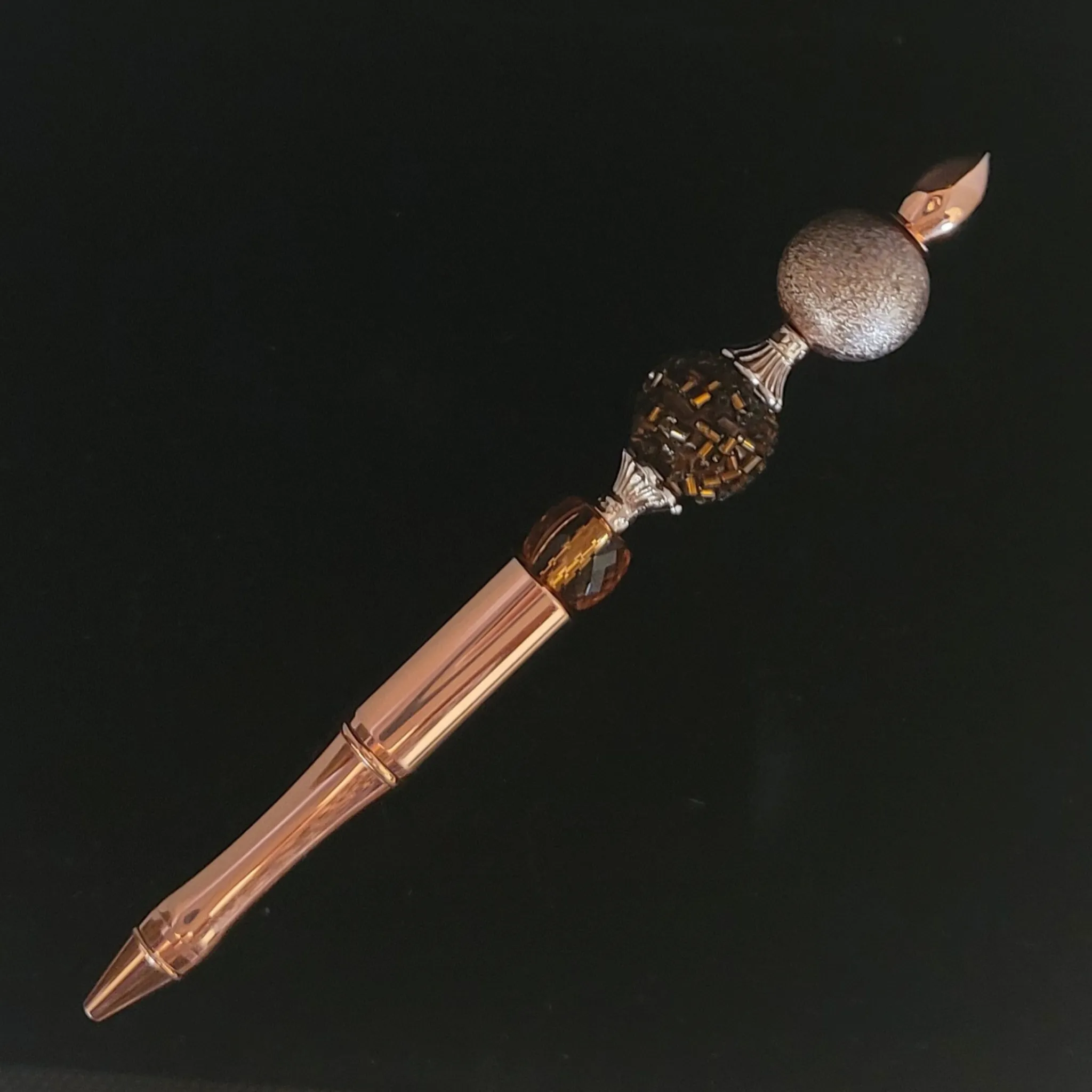 Mocca - Mocha, Amber & Rose Gold Jeweled Pen
