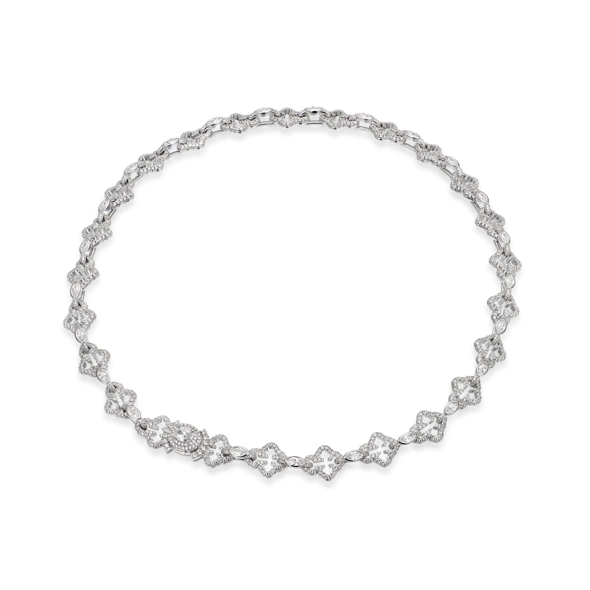 Moissanite Marquise Cut Mix Bottoni Cross Link Chain - 12mm