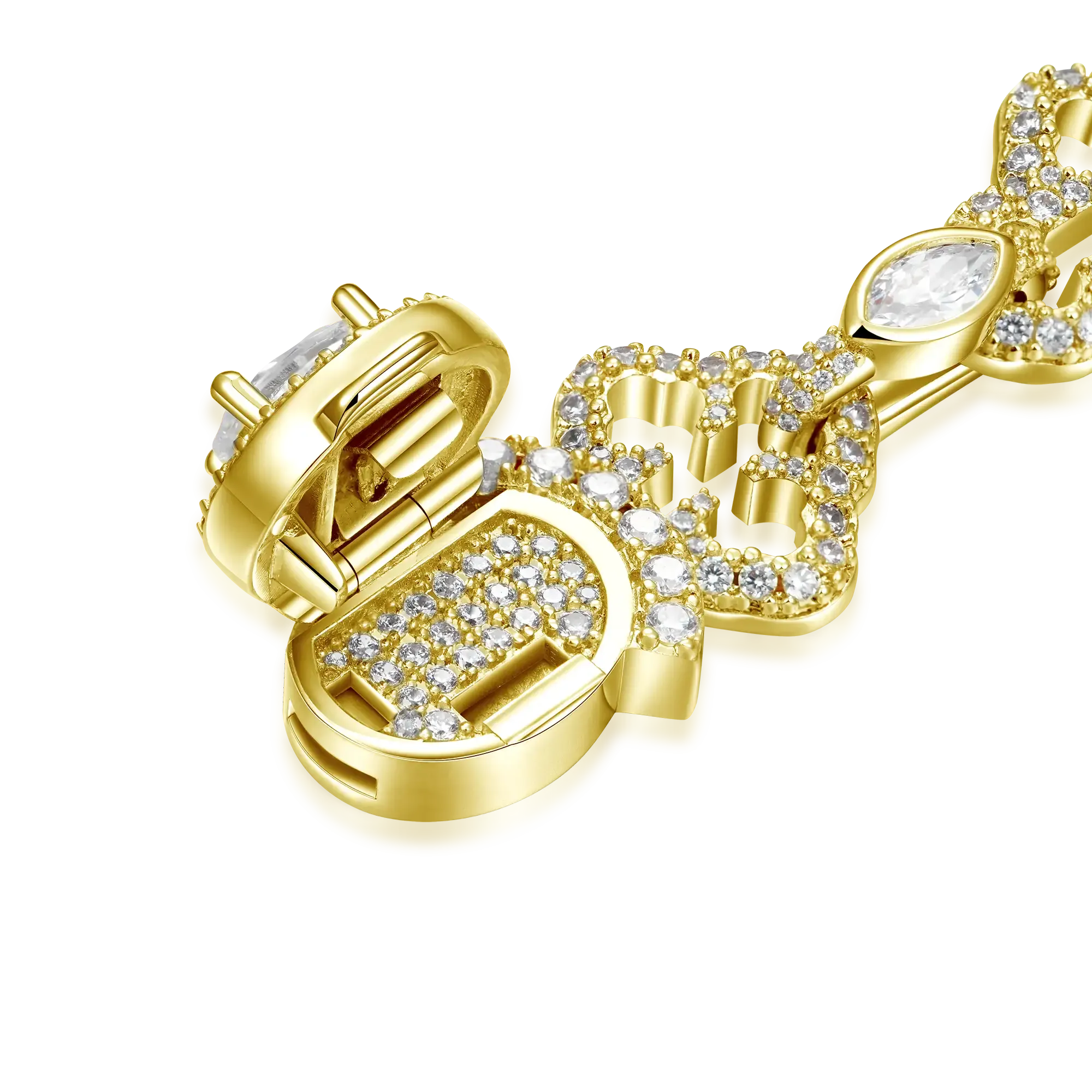 Moissanite Marquise Cut Mix Bottoni Cross Link Chain - 12mm