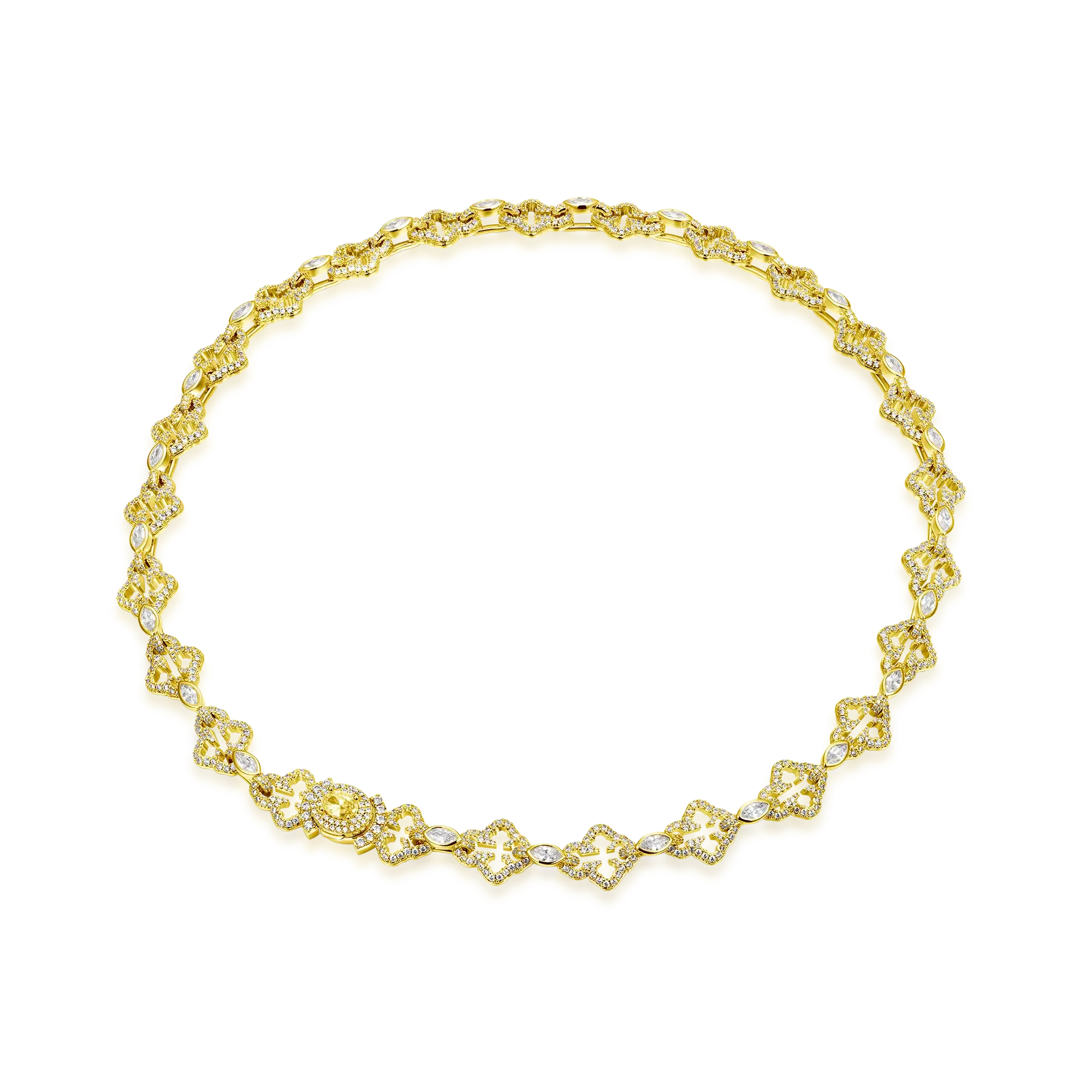 Moissanite Marquise Cut Mix Bottoni Cross Link Chain - 12mm