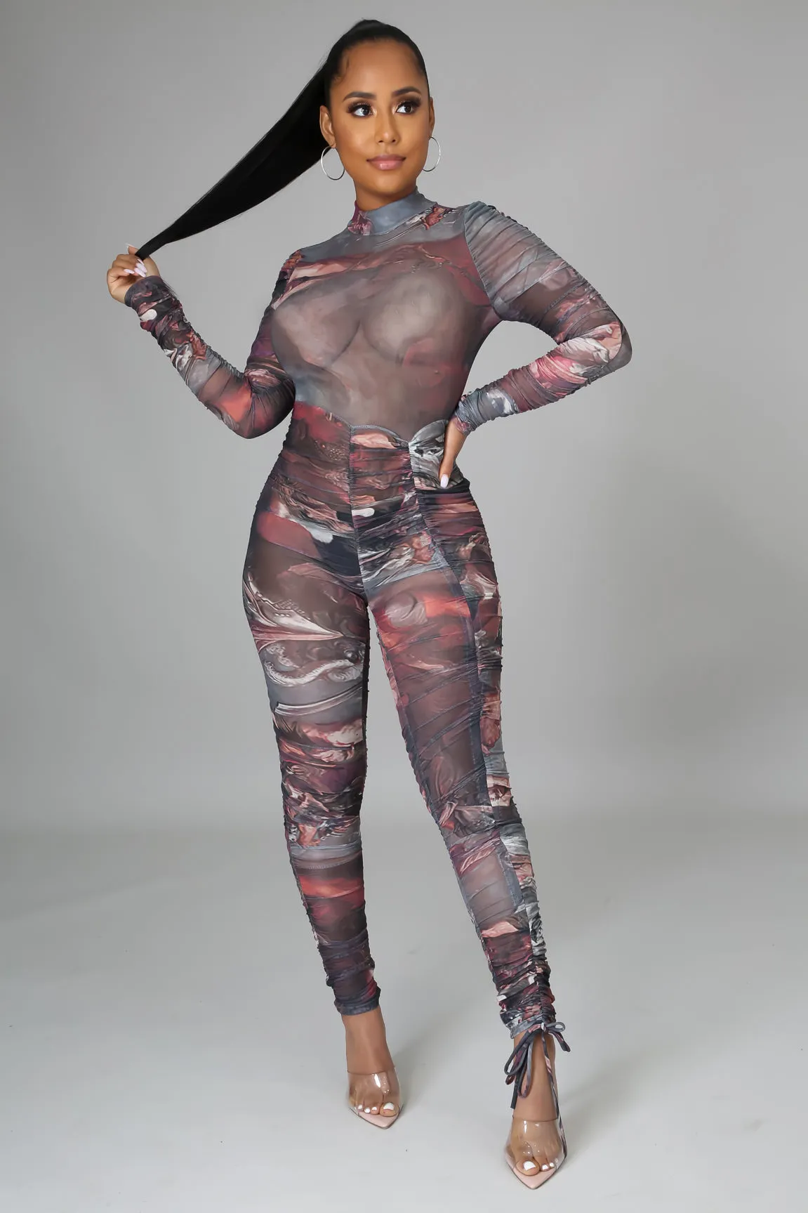 Multi Color Mesh Adoka (Long Sleeve Jumpsuit)-Kasheer Royalty