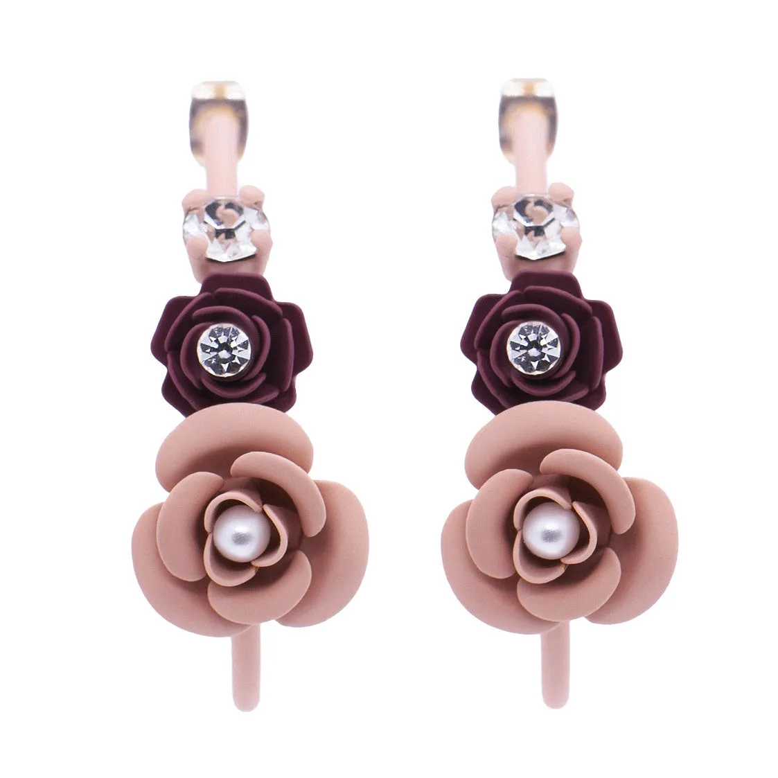 Murano Violetta Floral Hoop Earrings with Crystals - Silk Effect