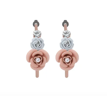 Murano Violetta Floral Hoop Earrings with Crystals - Silk Effect