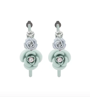 Murano Violetta Floral Hoop Earrings with Crystals - Silk Effect