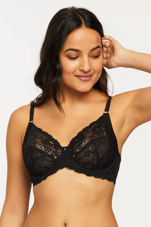 Muse Full Cup Lace Bra- Black