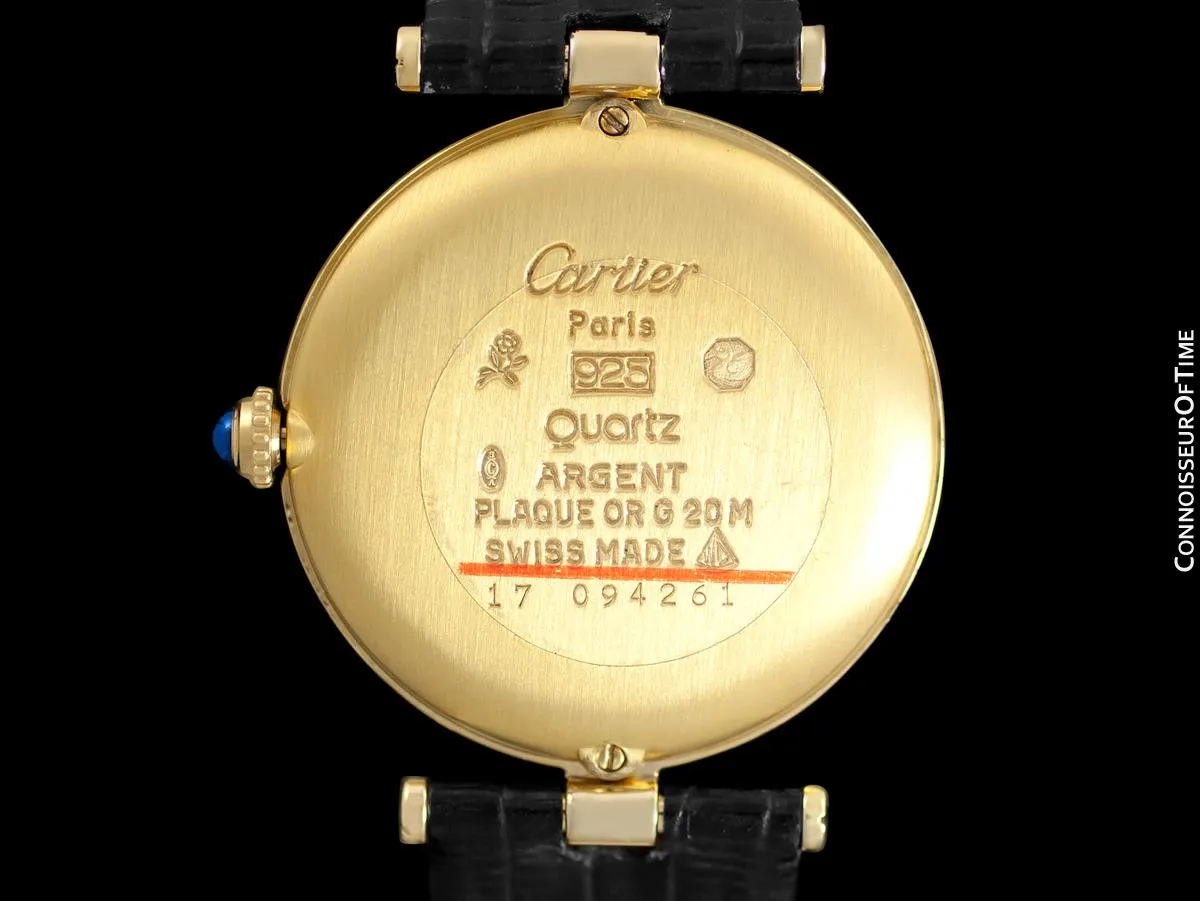 Must De Cartier Vendome Mens Midsize Unisex Vermeil Watch - 18K Gold Over Sterling Silver