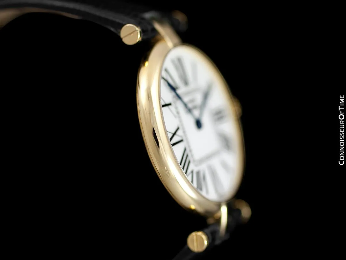 Must De Cartier Vendome Mens Midsize Unisex Vermeil Watch - 18K Gold Over Sterling Silver