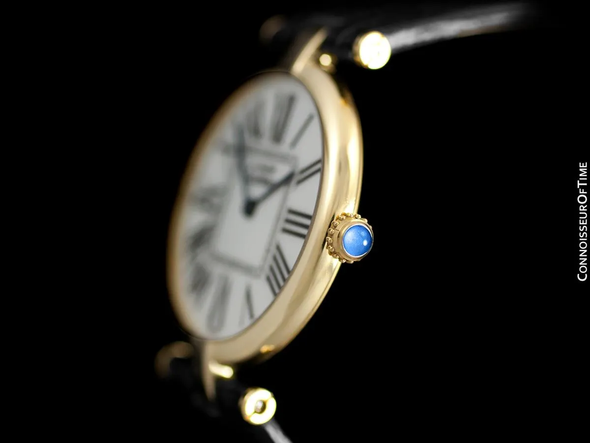 Must De Cartier Vendome Mens Midsize Unisex Vermeil Watch - 18K Gold Over Sterling Silver
