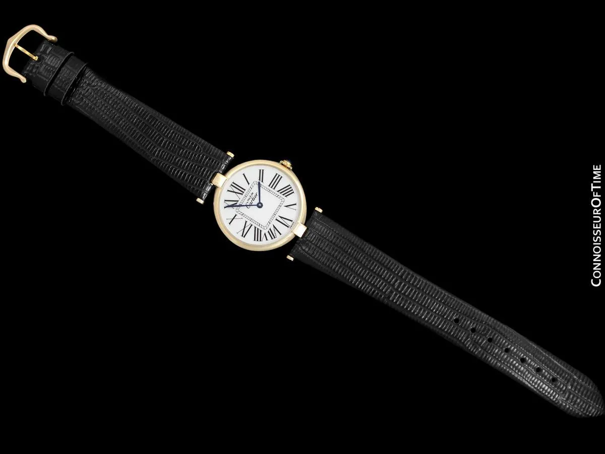 Must De Cartier Vendome Mens Midsize Unisex Vermeil Watch - 18K Gold Over Sterling Silver